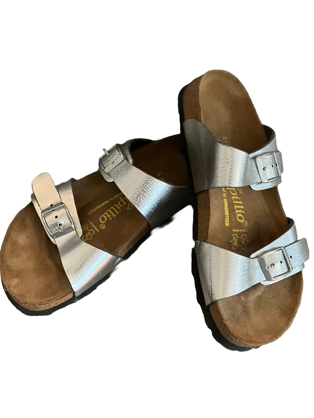 Birkenstock Silver Two-Strap Sandals
